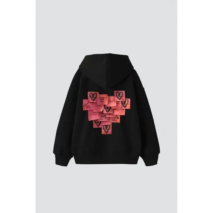 Love Baskılı Oversize Unisex Siyah