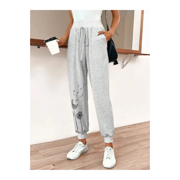 LUNE Dandelion Print Knot Front 4 Mevsim Eşofman