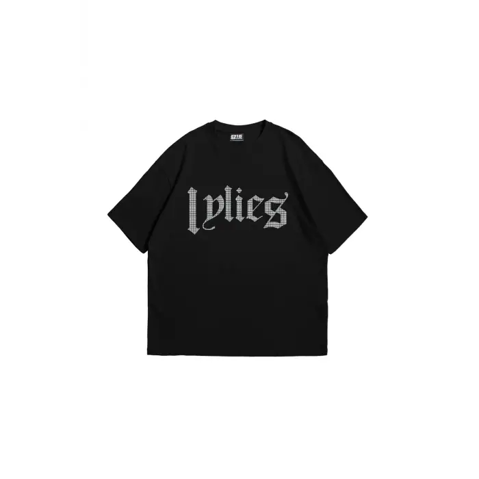 Lyrics Taş Baskılı Oversize Unisex Siyah