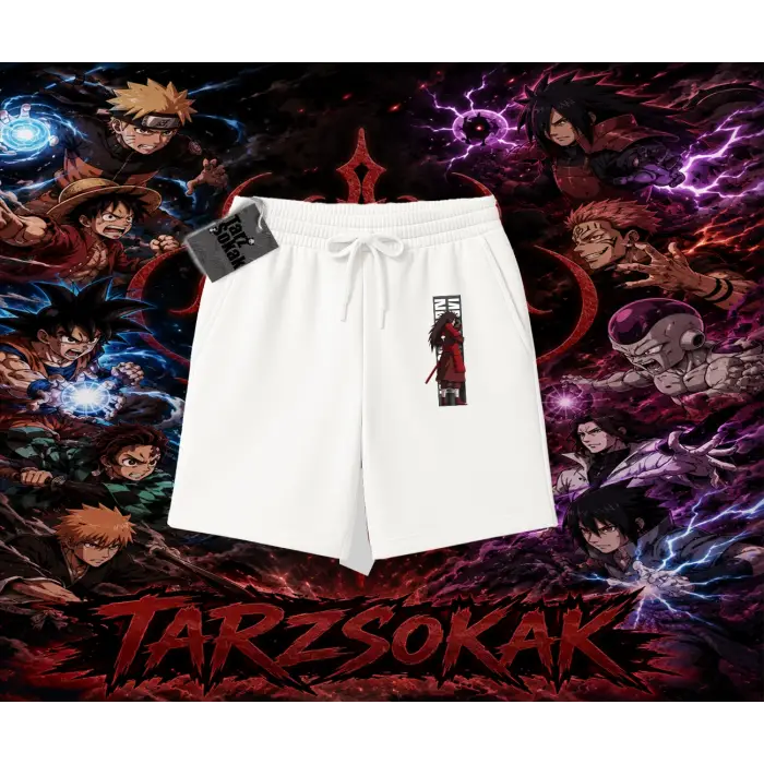 Madara Uchiha Naruto Anime Karakteri Unisex Şort Beyaz