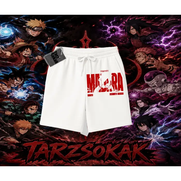 Madara Uchiha Naruto Anime Karakteri Unisex Şort Beyaz