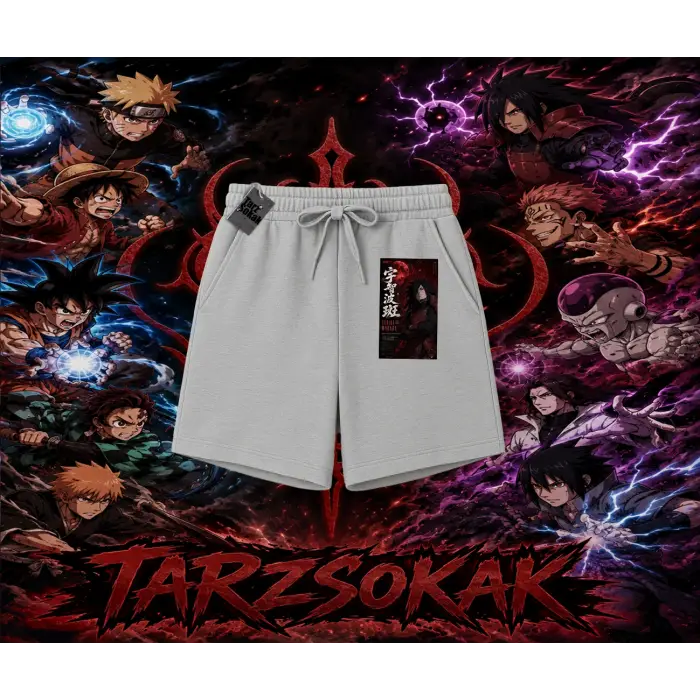 Madara Uchiha Naruto Anime Karakteri Unisex Şort Beyaz