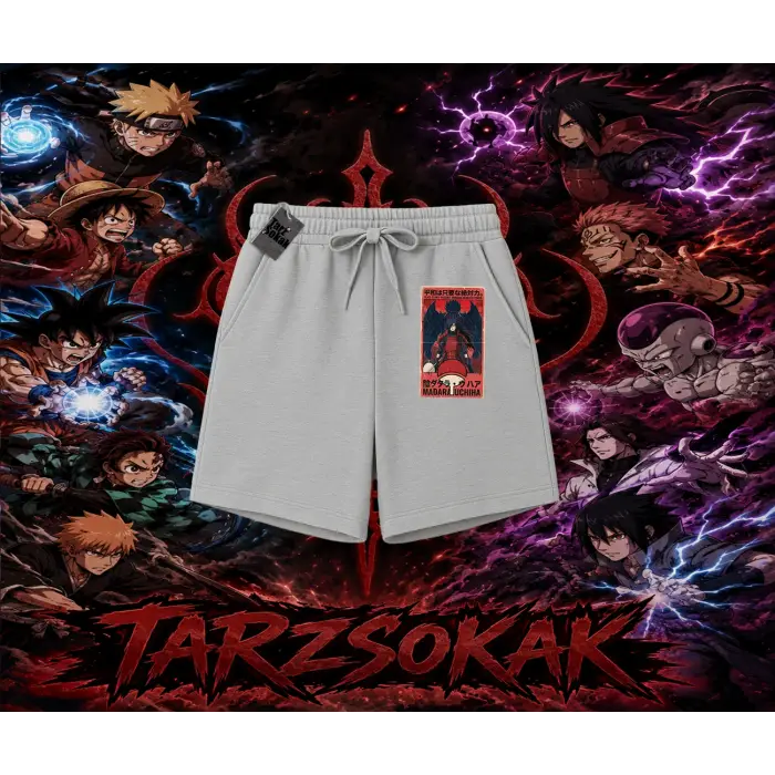 Madara Uchiha Naruto Anime Karakteri Unisex Şort Beyaz