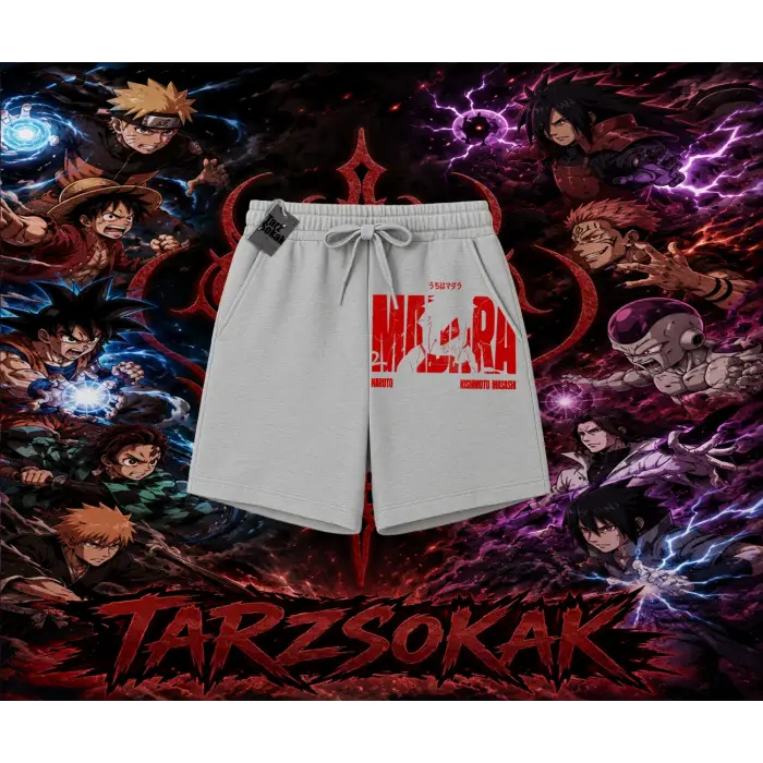 Madara Uchiha Naruto Anime Karakteri Unisex Şort Beyaz