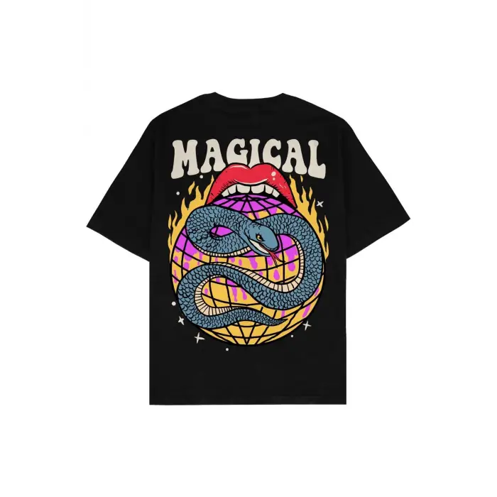 Magical Siyah Oversize Unisex T-shirt