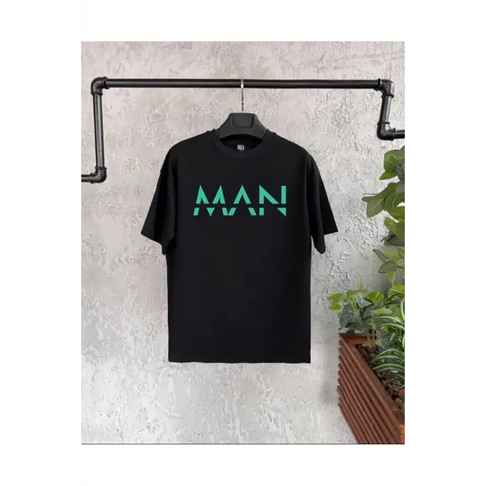 Man Baskılı Siyah Baskılı Erkek
