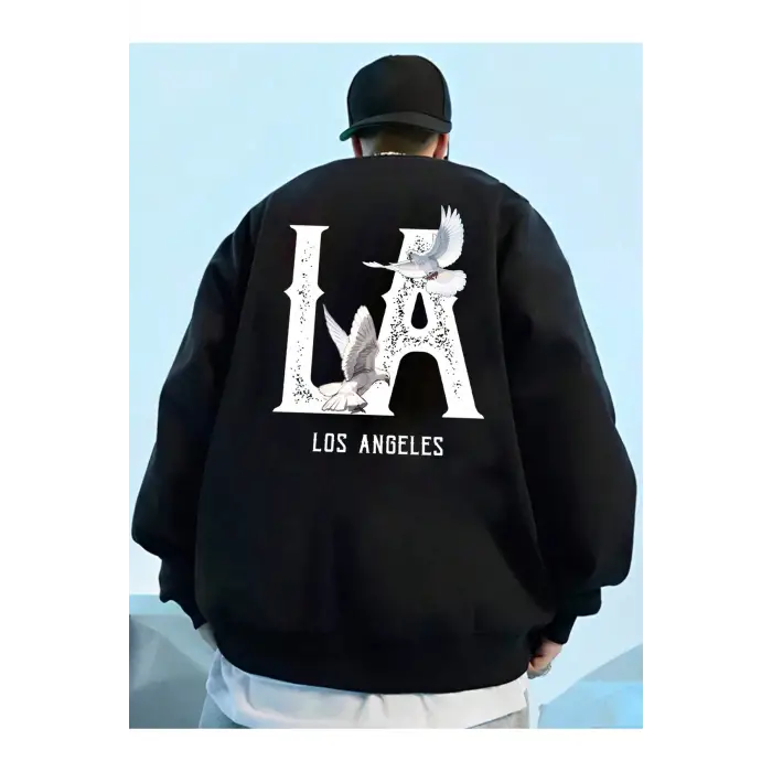 Manfinity EMRG Letter Graphic Sweatshirt Siyah