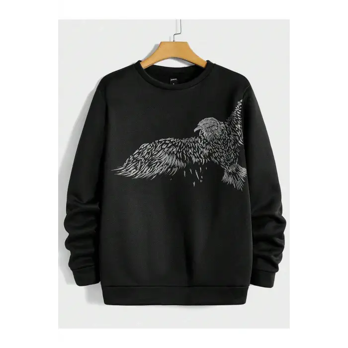 Manfinity LEGND Eagle Print Sweatshirt Siyah