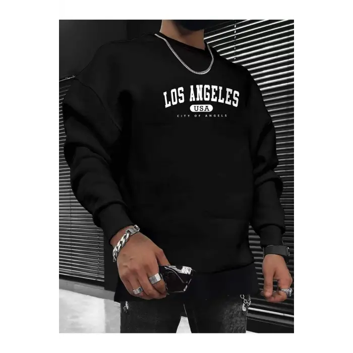 Manfinity Sporsity Letter Graphic Sweatshirt Siyah
