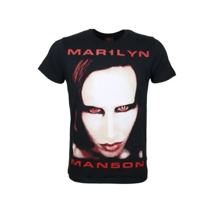 Marilyn Manson Faces Baskılı Penye Tişört