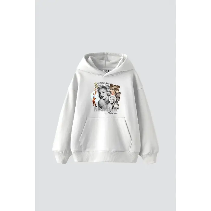 Marilyn Monroe Baskılı Oversize Unisex Beyaz