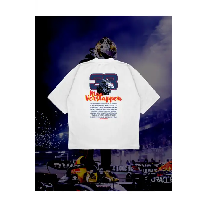 Max Verstappen Baskılı Oversize Unisex Pamuklu Nefes Alan Kalın Kumaşlı
