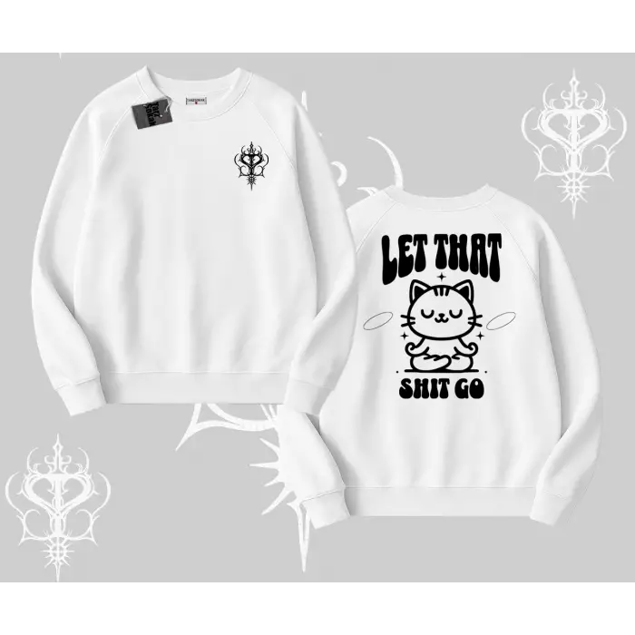 Meditasyon Yapan Kedi Baskılı Biskilet Sweatshirt