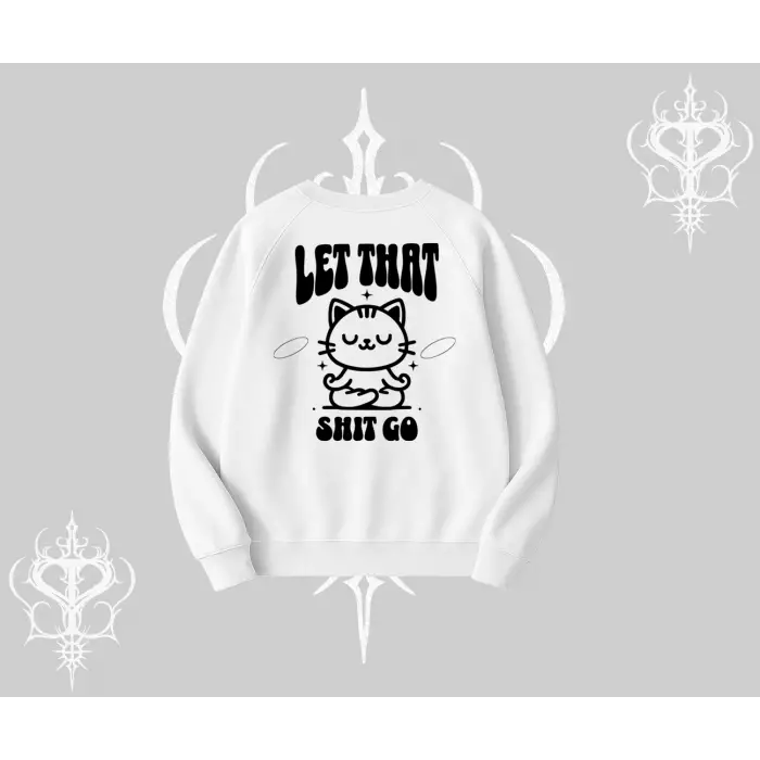Meditasyon Yapan Kedi Baskılı Biskilet Sweatshirt