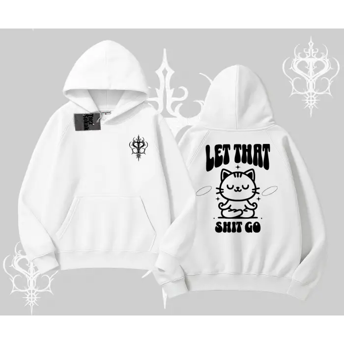 Meditasyon Yapan Kedi Baskılı Kapşonlu Sweatshirt