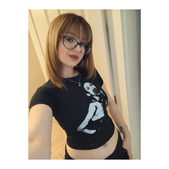Megan Fox Baskılı Baby tee T-shirt