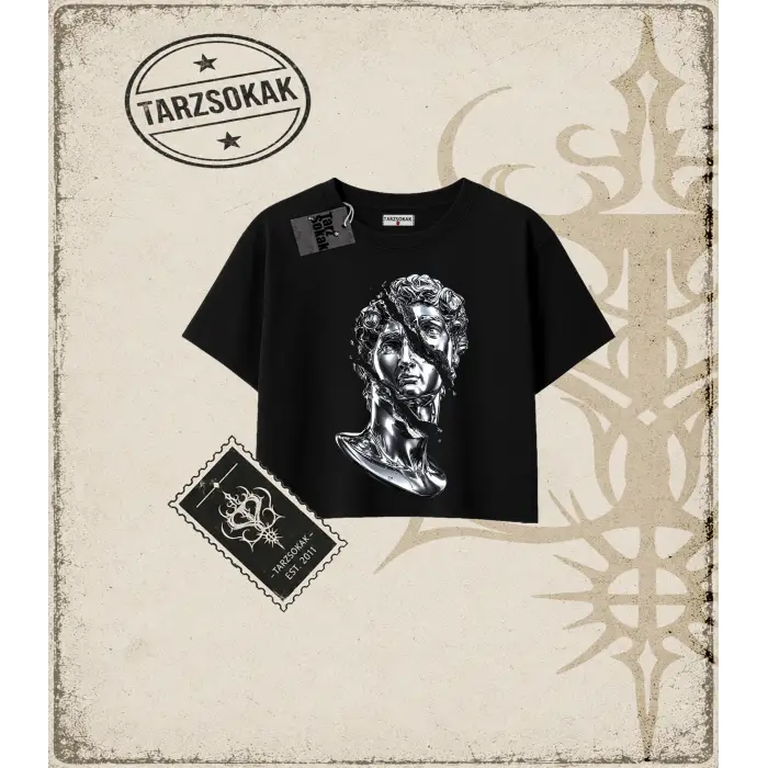 METALLIC GRAPHIC   Kadın Crop Tişört