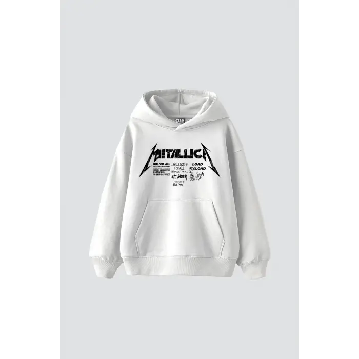 Metallica Road Reload Baskılı Oversize Unisex Beyaz