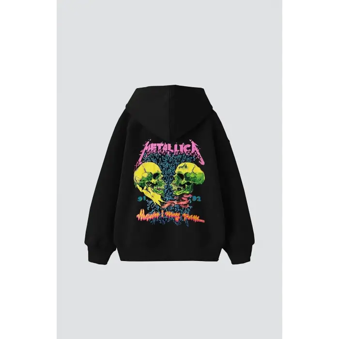 Metallica Skull Baskılı Oversize Unisex Premium Siyah