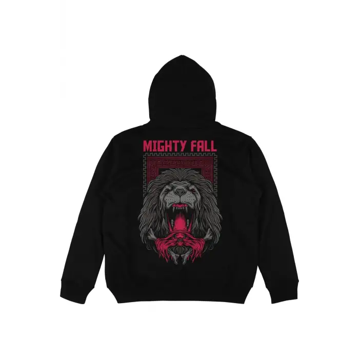 Mighty Fall Siyah Oversize Unisex Kapüşonlu Sweatshirt Hoodie