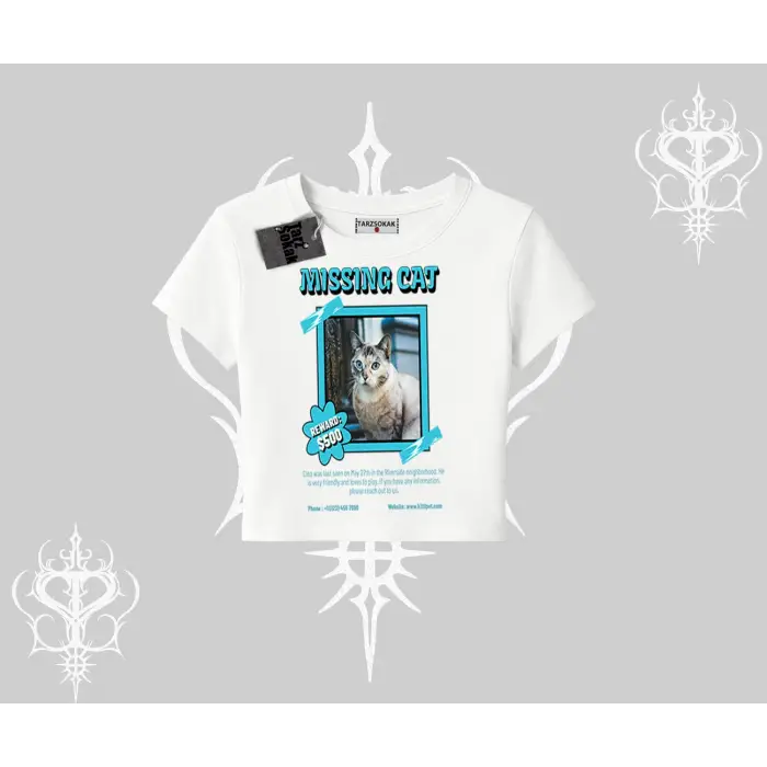 Missing Cat Baskılı Babby Tee Tshirt