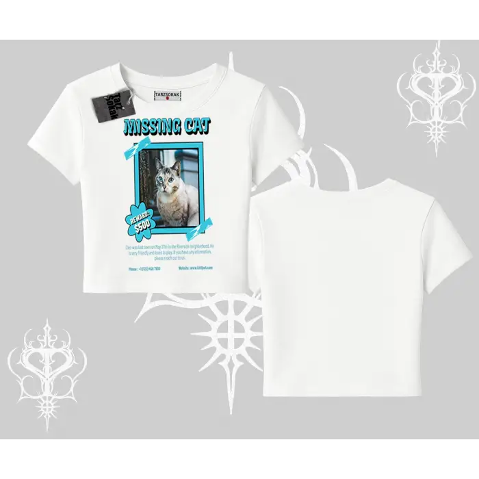 Missing Cat Baskılı Babby Tee Tshirt