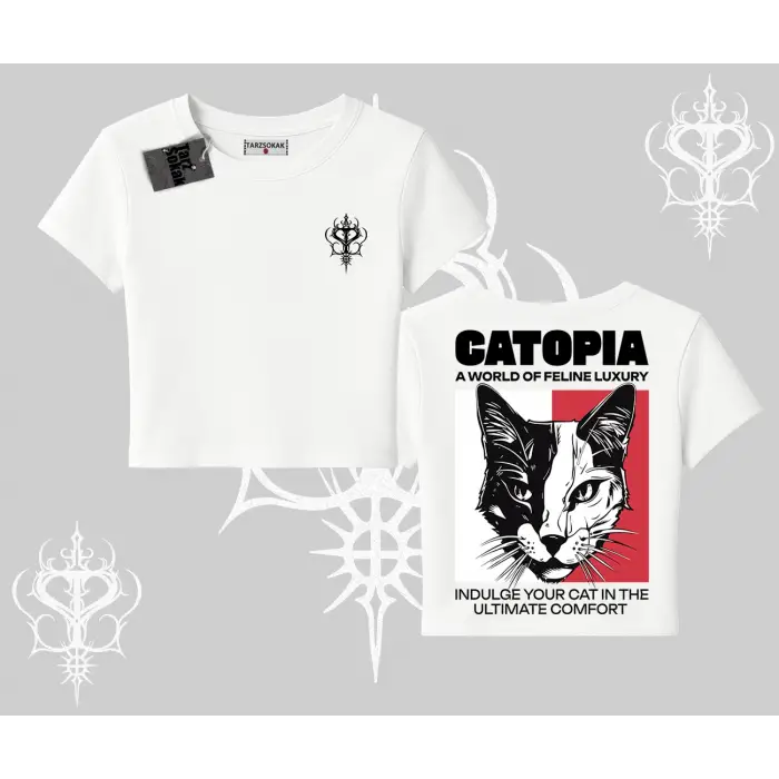 Modern Kedi Temalı Arka Baskılı Babby Tee Tshirt