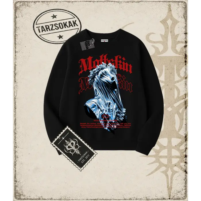 MOLTSKIN   Oversize Unisex Bisiklet Yaka Sweatshirt