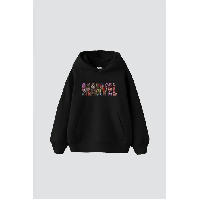 Mrvl Baskılı Oversize Unisex Siyah