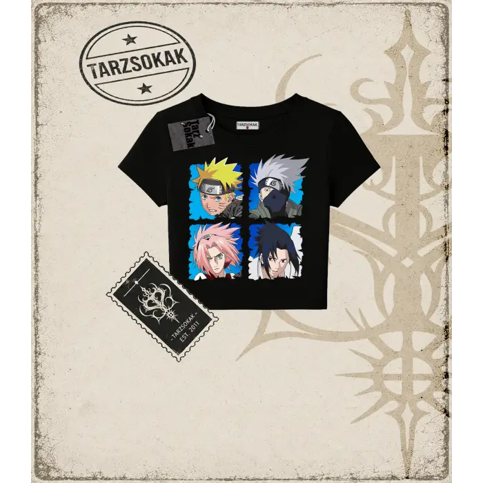 Naruto Anime Baskılı Kadın Baby Tee