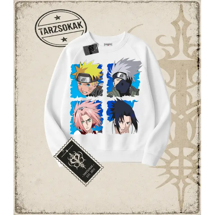 Naruto Anime Baskılı Oversize Unisex Bisiklet Yaka Sweatshirt