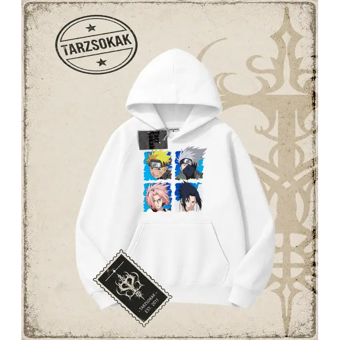 Naruto Anime Baskılı Oversize Unisex Kapşonlu Sweatshirt