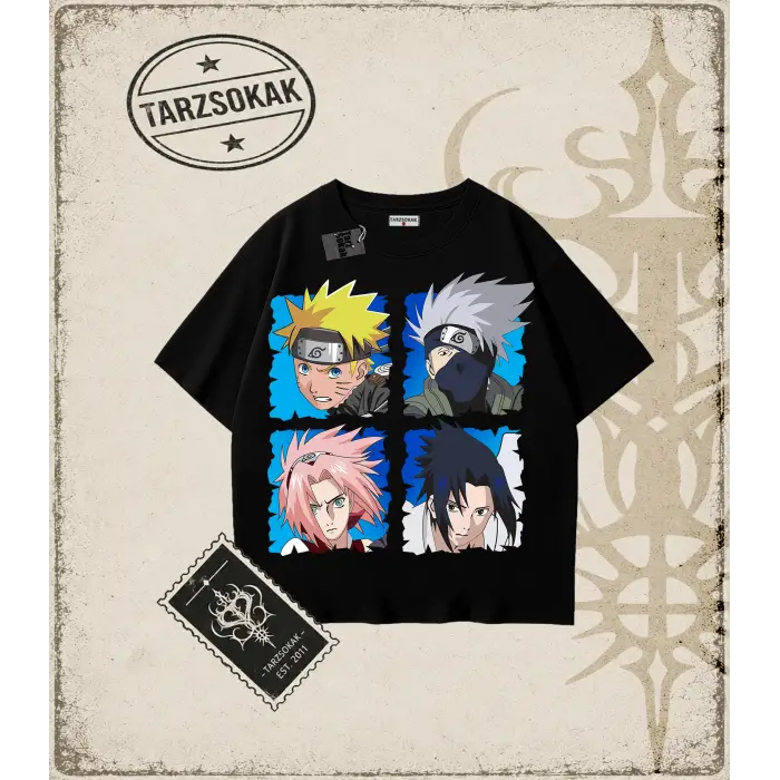 Naruto Anime Baskılı Oversize Unisex Tişört