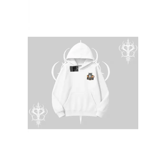 Need Coffee Right Meow Yazılı Kedi Baskılı Kapşonlu Sweatshirt