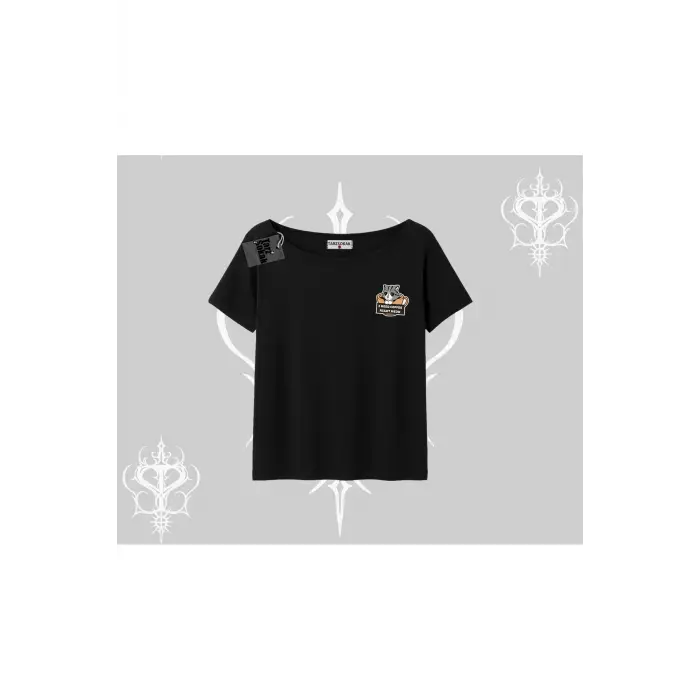 Need Coffee Right Meow Yazılı Kedi Baskılı Kayık Yaka Tshirt