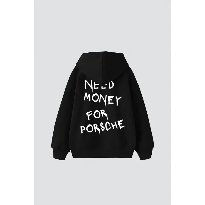 Need Money for Porsche Baskılı Oversize Unisex Siyah