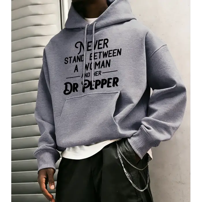 Never Stand Between A Woman Desenli Erkek Basic Kapüşonlu Üst Günlük 14 Renk Sweatshirt Polar