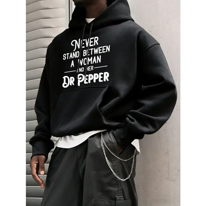 Never Stand Between A Woman Desenli Erkek Basic Kapüşonlu Üst Günlük 14 Renk Sweatshirt Polar