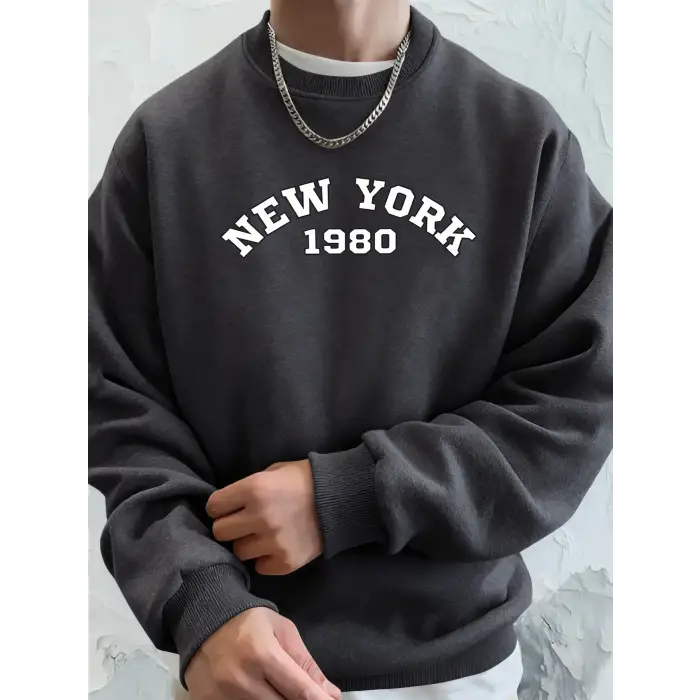 New York 1980 Letter Creative Prints Kapüşonlu Kazaklar Erkek Yumuşak Sıcak Kapüşonlular Cep