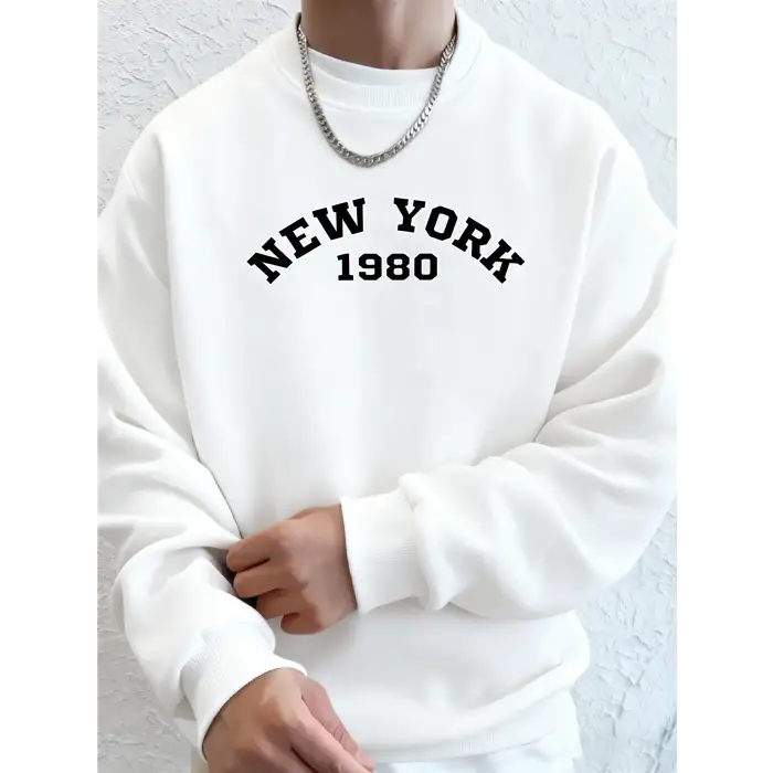New York 1980 Letter Creative Prints Kapüşonlu Kazaklar Erkek Yumuşak Sıcak Kapüşonlular Cep