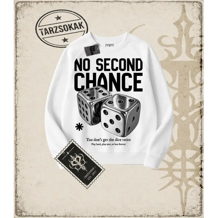 NO SECOND CHANCE Oversize Unisex Bisiklet Yaka Sweatshirt