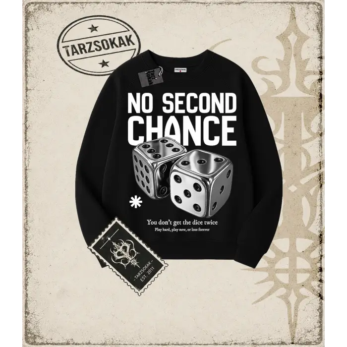 NO SECOND CHANCE Oversize Unisex Bisiklet Yaka Sweatshirt