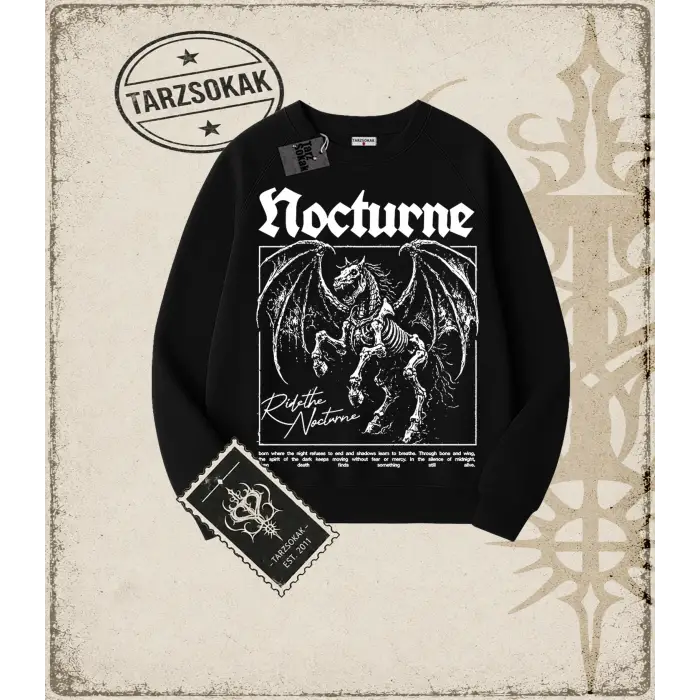 Nocturne Oversize Unisex Bisiklet Yaka Sweatshirt