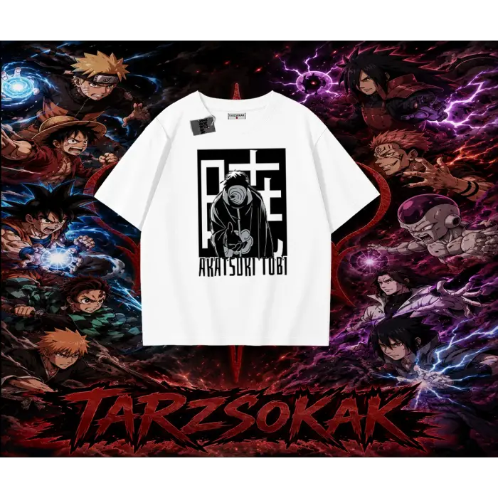 Obito uchiha Naruto Anime Karakteri Oversize Unisex Tişört Beyaz