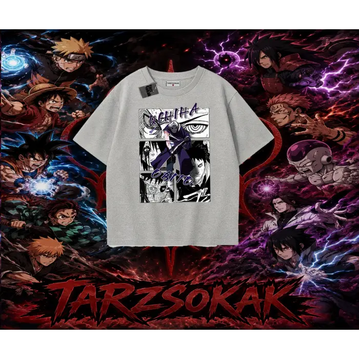 Obito uchiha Naruto Anime Karakteri Oversize Unisex Tişört Beyaz