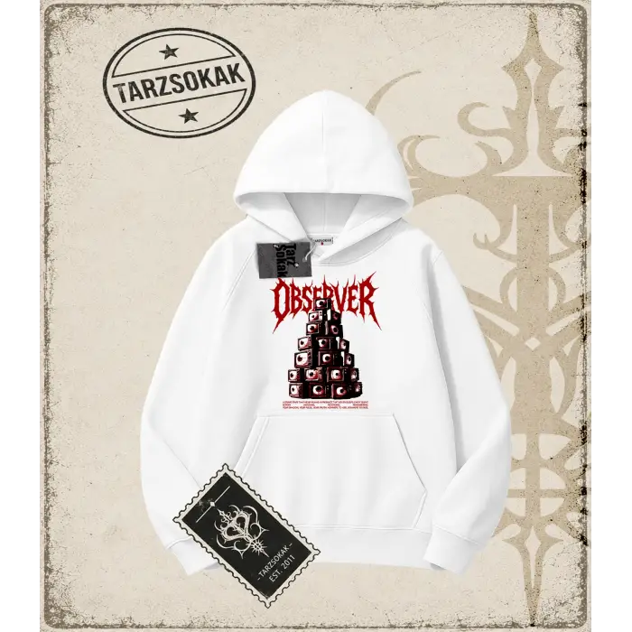 OBSERVER Oversize Unisex Kapşonlu Sweatshirt