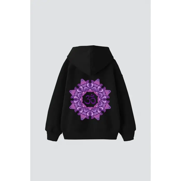 Om Baskılı Unisex Oversize Siyah