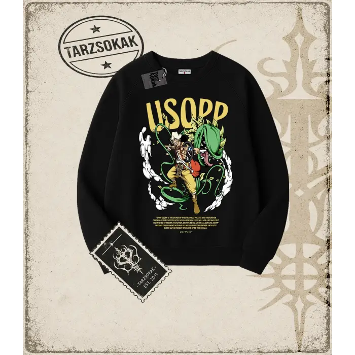 One Piece Anime Karakterleri  Oversize Unisex Bisiklet Yaka Sweatshirt Beyaz