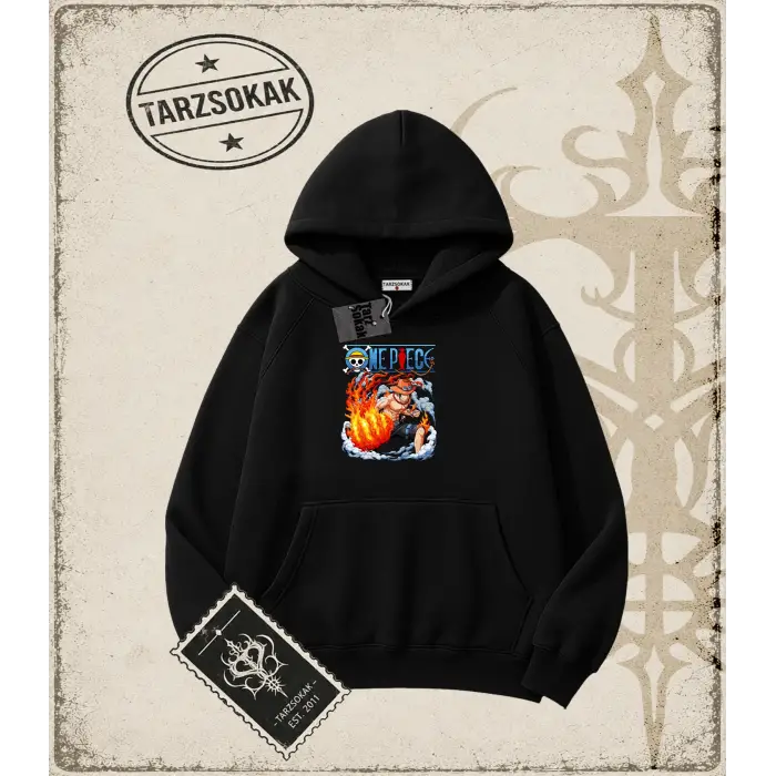 One Piece Anime Karakterleri  Oversize Unisex Kapşonlu Sweatshirt Beyaz