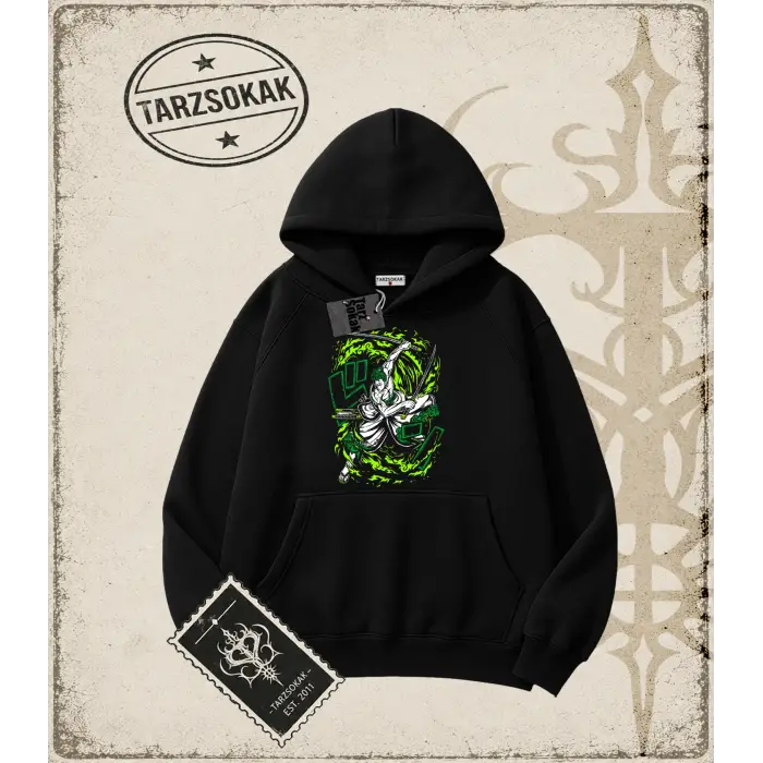 One Piece Anime Karakterleri  Oversize Unisex Kapşonlu Sweatshirt Beyaz